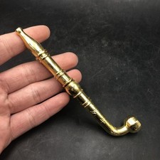 Antique Style Chinese Tobacco Pipe Small Size Gilded Finish Collectible 5.51''