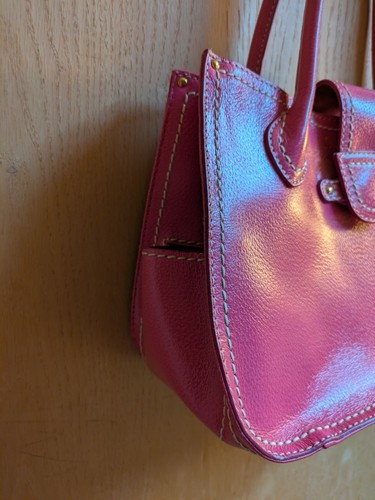 Antonio Melani SHOULDER TOTE Pink LEATHER MEDIUM top handle satchel - Picture 3 of 6