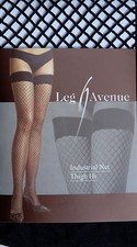 Leg Avenue Fashion Industrail Net Black Thigh-Hi Stockings One Size
