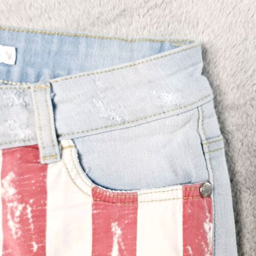 Valleygirl Size 6 Blue Stretch Denim American Flag Rolled Hem Shorts 4th July - Picture 5 of 10
