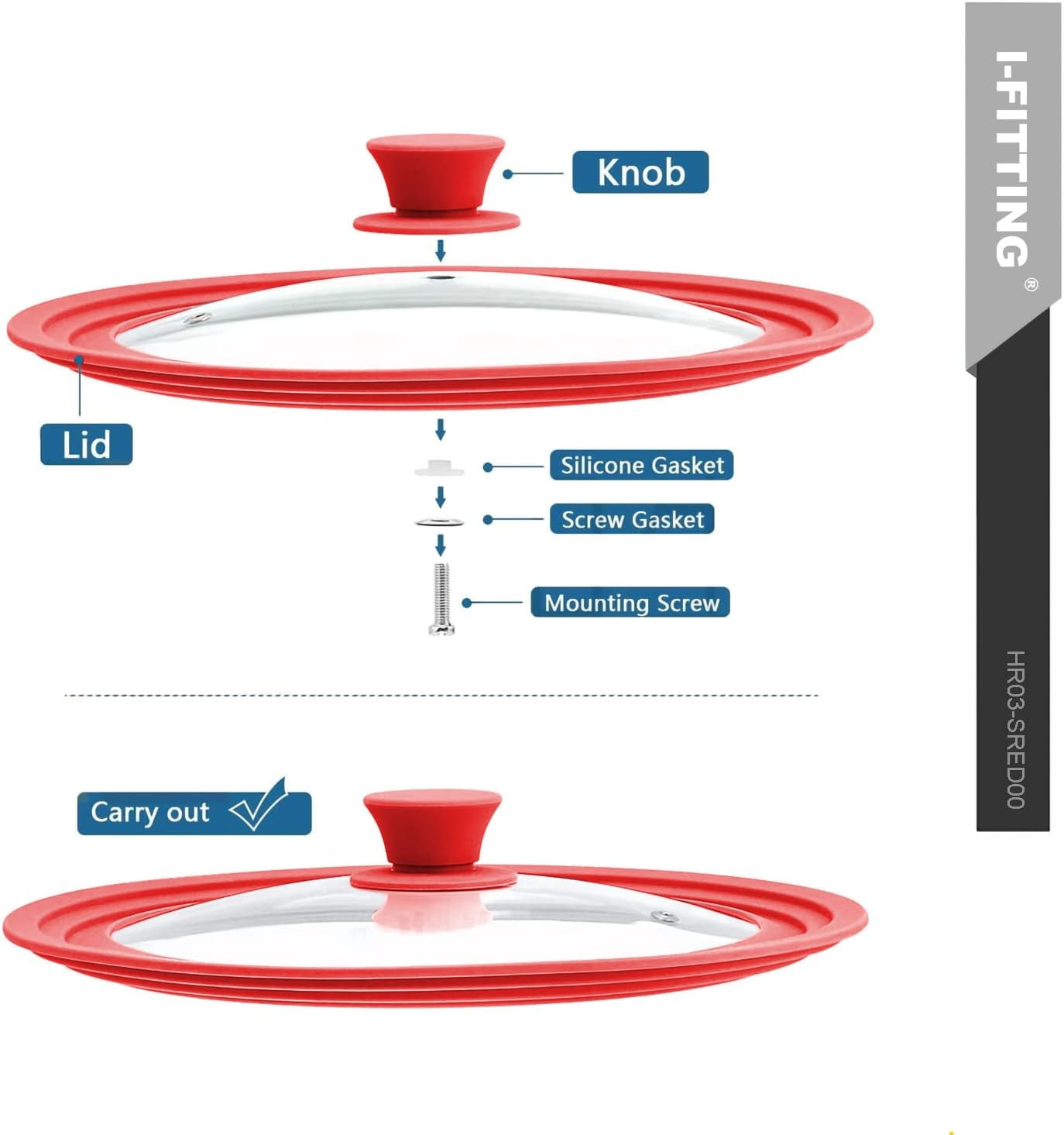 Universal Lid for Pot,Pan,Skillet Fits 11”,12”, 12.5”Cookware Silicon Lid Dishwa