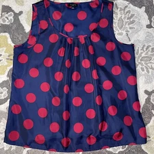TALBOTS Burgundy/Navy Polka Dot 14P -Petite Dressy Tank Top
