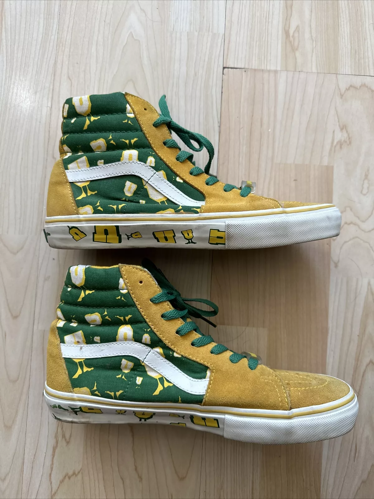 VANS SK8 HI U MAN JAUNE VERT SUPREME homme invaincu taille 9,5 rare magasin de chaussures