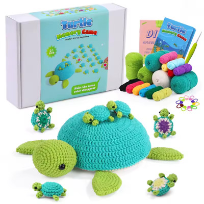 Gehäkeltes Memory-Spielset | DIY Schildkröte, Keks, Sonnenblume Set | Geschenk für Kinder