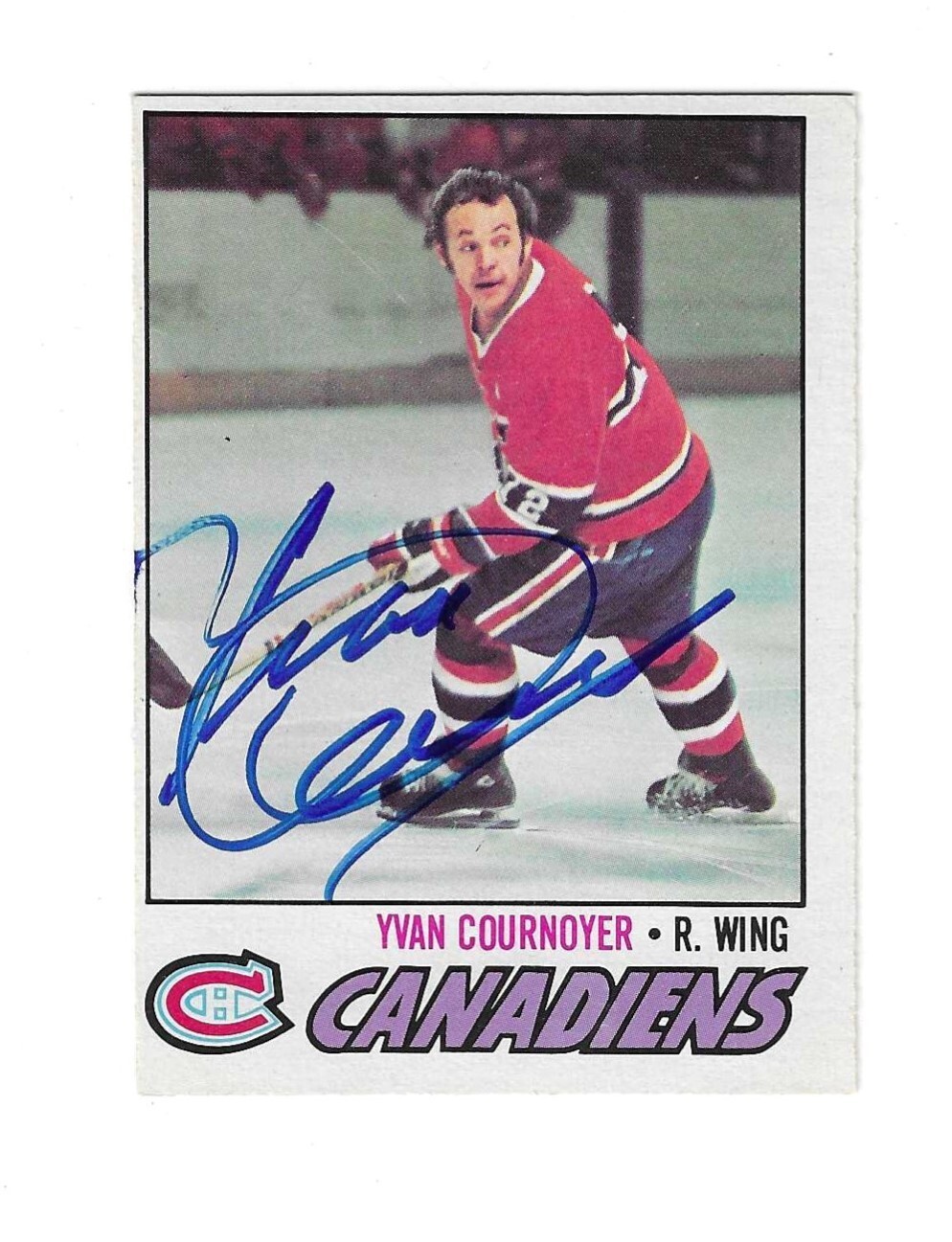 Yvan Cournoyer 1977-78 O-Pee-Chee Card #230 Signed