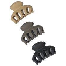 3 Pack 1.57" Shark Hair Claw Clips Matte Brown Neutral Colors New Lot