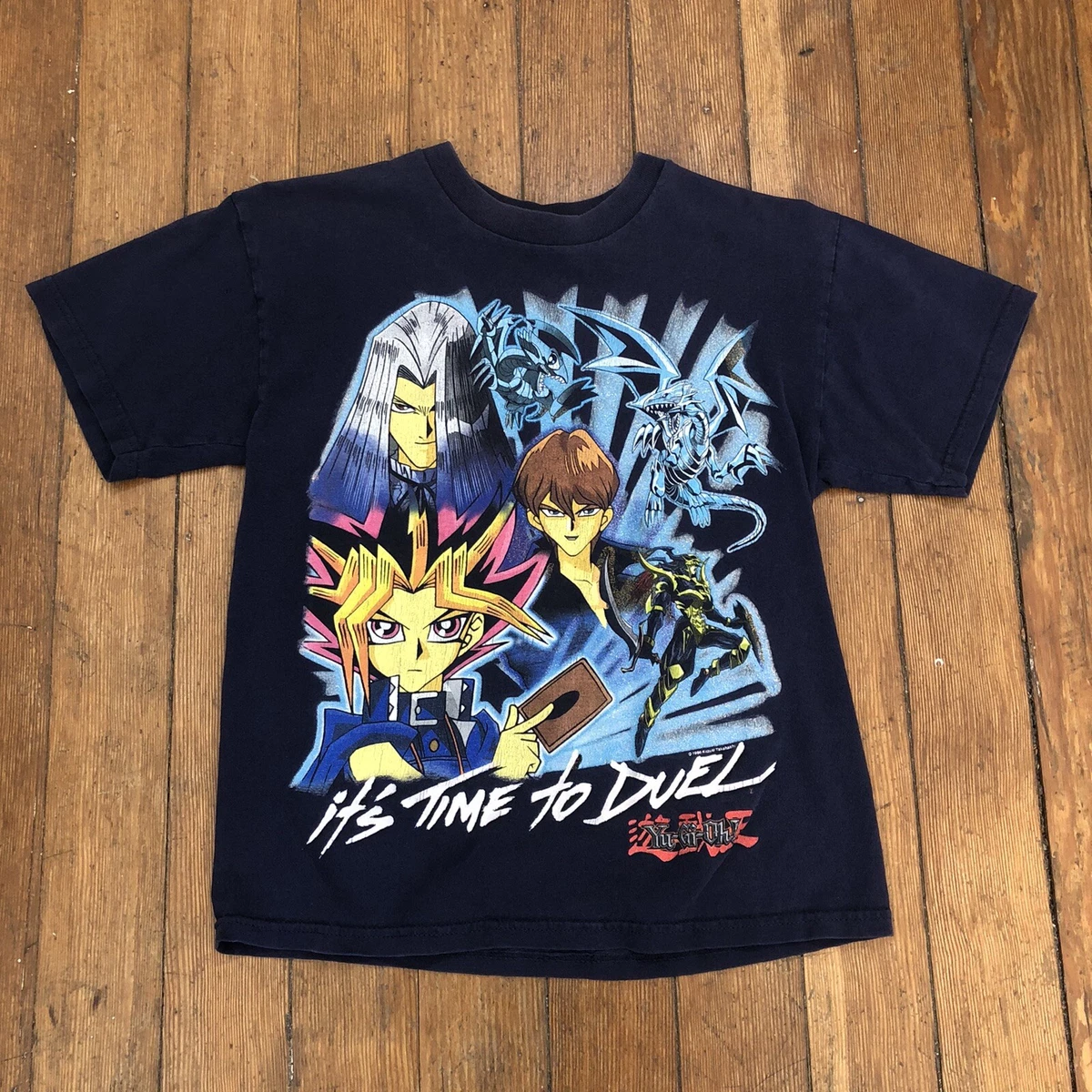 Vintage Yu Gi Oh 1996 It s Time To Duel Card Game Anime T Shirt Blue Sz Youth M