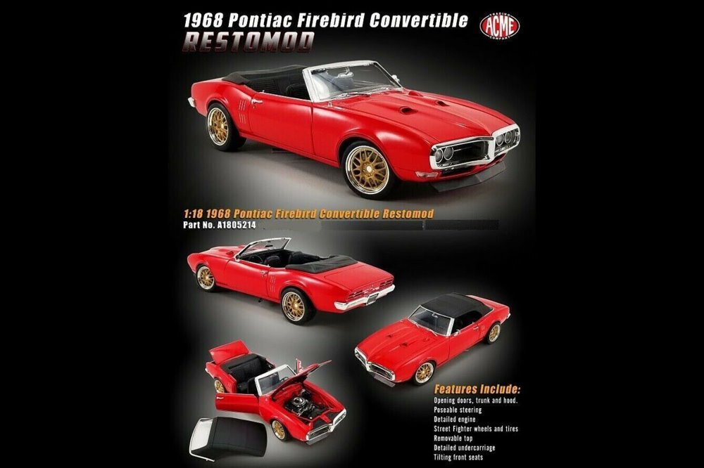 1968 PONTIAC FIREBIRD CONVERTIBLE - RESTOMOD 1/18 scale