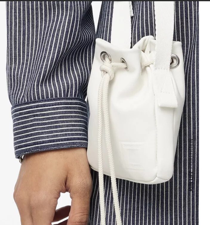 RARE ZARA Real Ecru Leather Mini Bucket Bag SRPLS white Shoulder Strap 119