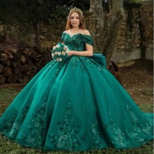 Off Shoulder Quinceanera Dresses Lace Applique Backless Bow Sweet 15 16 Dress