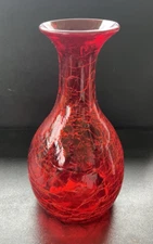 Blenko Glass Vase - Ruby Crackle