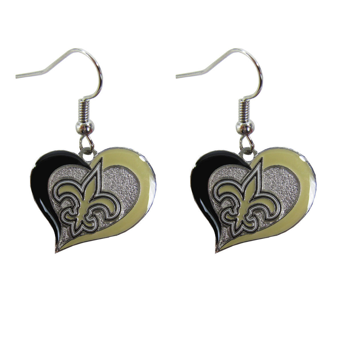 Brand New NFL New Orleans Saints Swirl Heart Earring Dangle Charm
