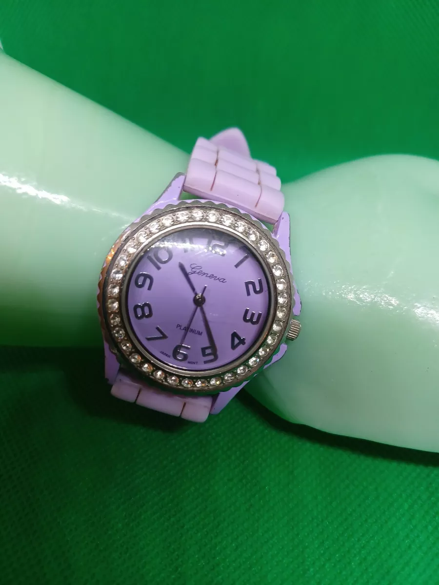Geneva Platinum Stainless Steel Back Ladies Watch