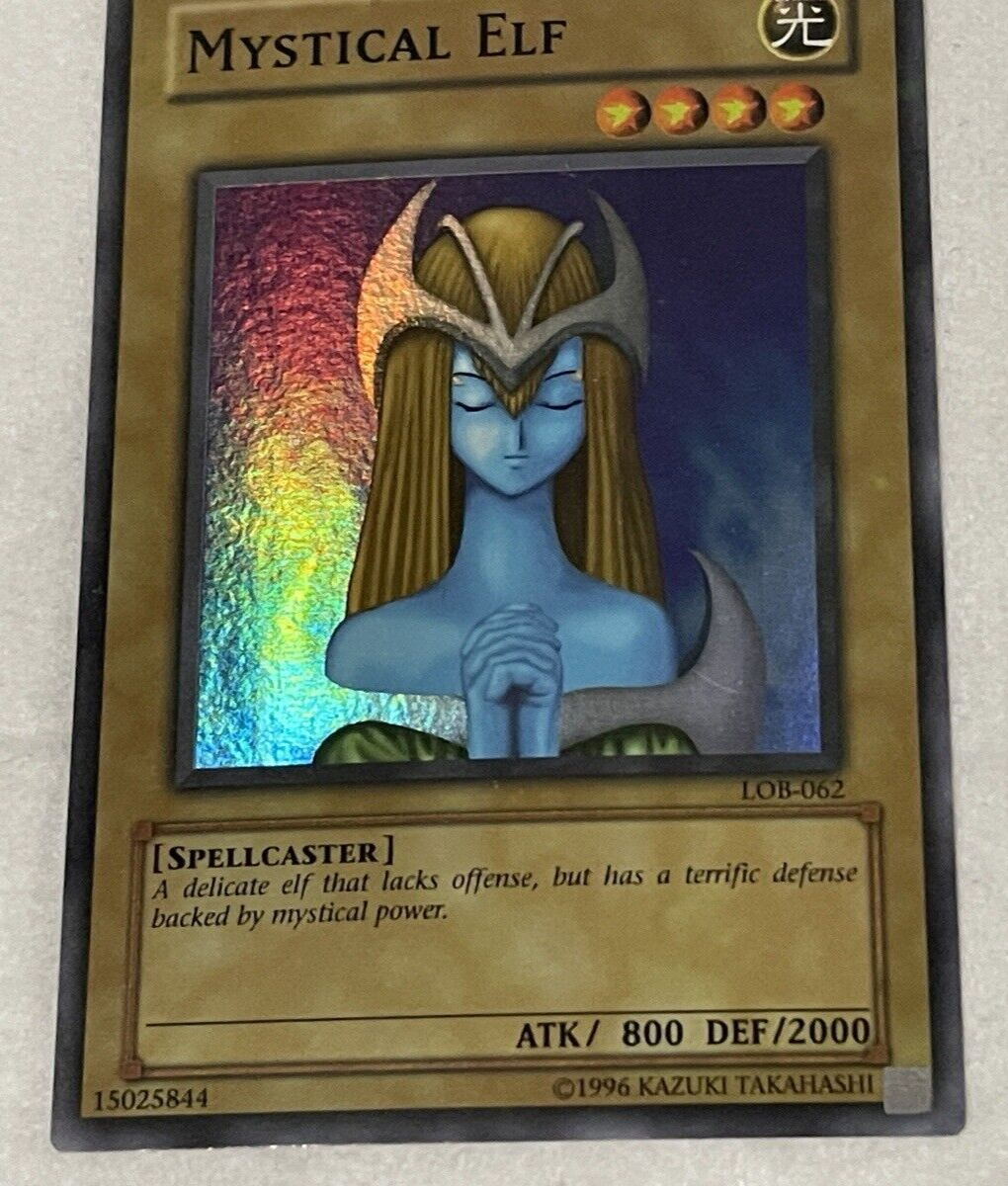 YuGiOh Mystical Elf LOB-062 Faded Misprint Ink Error Super Rare