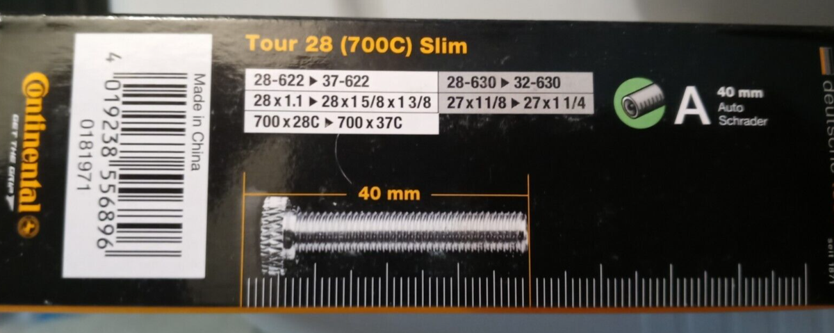4x Continental Bicycle Conti Inner Tubes Tour 28 Slim 700C