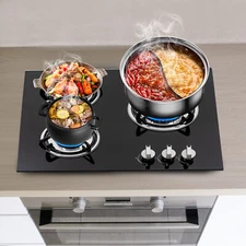 24" Built-in Gas Cooktop 3 Burner Gas Stovetop With Thermocouple Protection