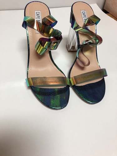 Cape Robbin Iridescent Sandals w/ Clear Chucky Heel and Ankle Straps Size 7  | eBay