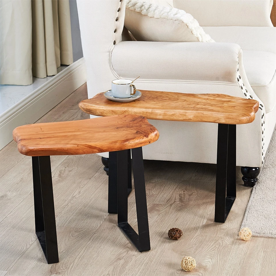 Banco de madera rústico tallada a mano borde natural entrada borde vivo banco de madera Foto 4 de 4