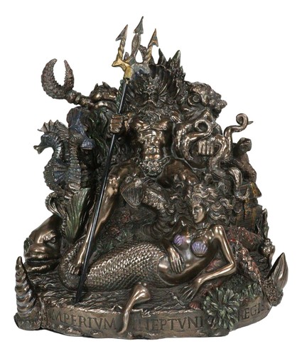 Ebros Greek Mythology God of The Sea Poseidon Sitting On Throne Statue - 第 2/9 張圖片