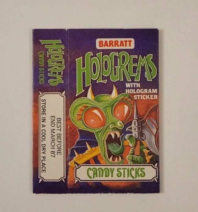 1986 HOLOGREMS Barratt CANDY STICK EMPTY PACK Hologram Sticker Card Box ALIEN A - Image 2 of 3