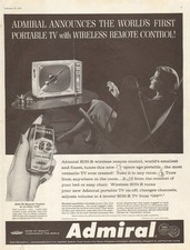 1959 vintage Television AD ADMIRAL Portable TV Wireless Remote Control 092416
