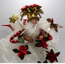 DEPT 56 Christmas Krinkle Poinsettia Fairy Queen TREE TOPPER Patience Prudence