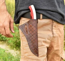 9" HANDMADE LEATHER SHEATH FOR FIXED BLADE KNIFE BOWIE HUNTING SURVIVAL EDC 1360