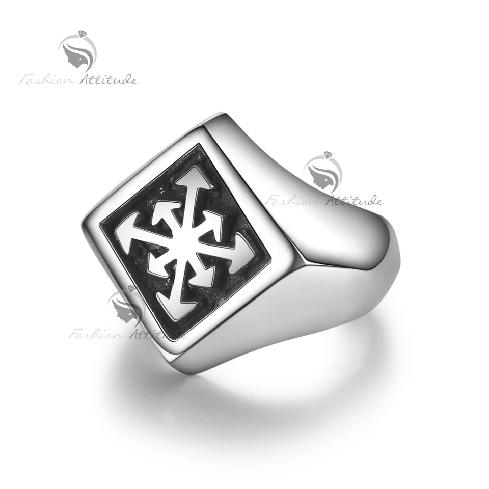 Silver cross arrow Arrowhead pattern stainless steel ring fashion attitude Foto 2 de 3