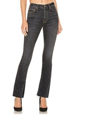 Grlfrnd Addison high rise split hem frayed black gray jeans go deep size 26