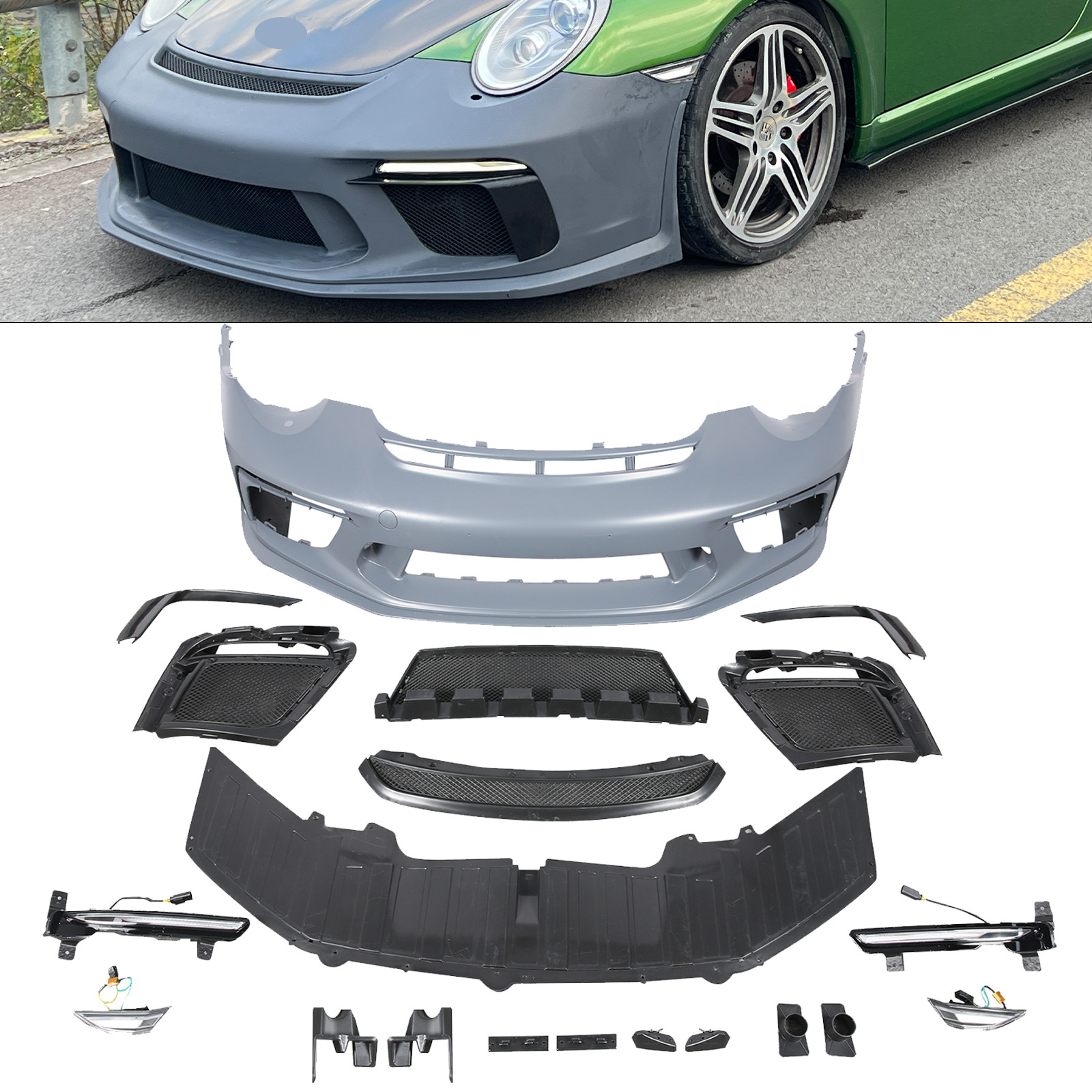 For Porsche GT3 RS 911 997.2 (Gen2) 2006 2007-2012 Front Bumper W/LIGHT Body Kit