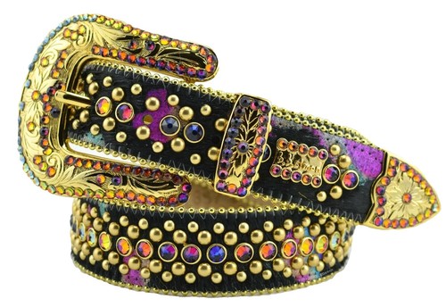 Womens Haberdasher Leather Lizard Embossed Black Belt Sz L  display picture 2