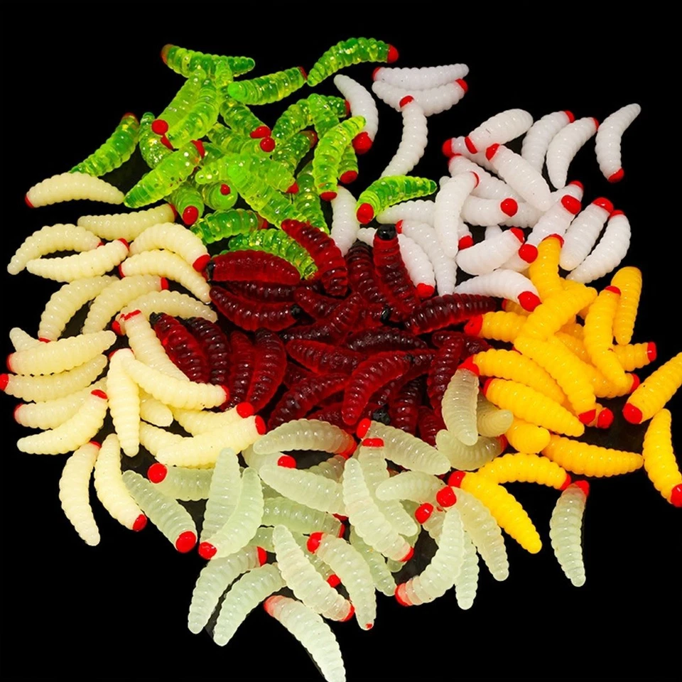 100 Stück Weich Rot Angeln Köder Wurm Ködern Crankbaits Haken Baits Würmer - Bild 2 von 4