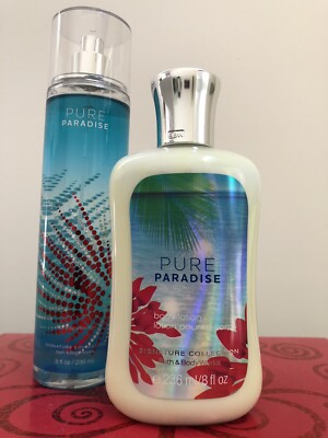 Bath & Body Works PURE PARADISE Body Lotion & Fine Fragrance Spray 8oz Very RARE