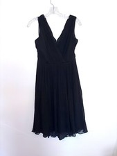 J. Crew Black Silk Chiffon Dress Size 4 Sleeveless V Neck