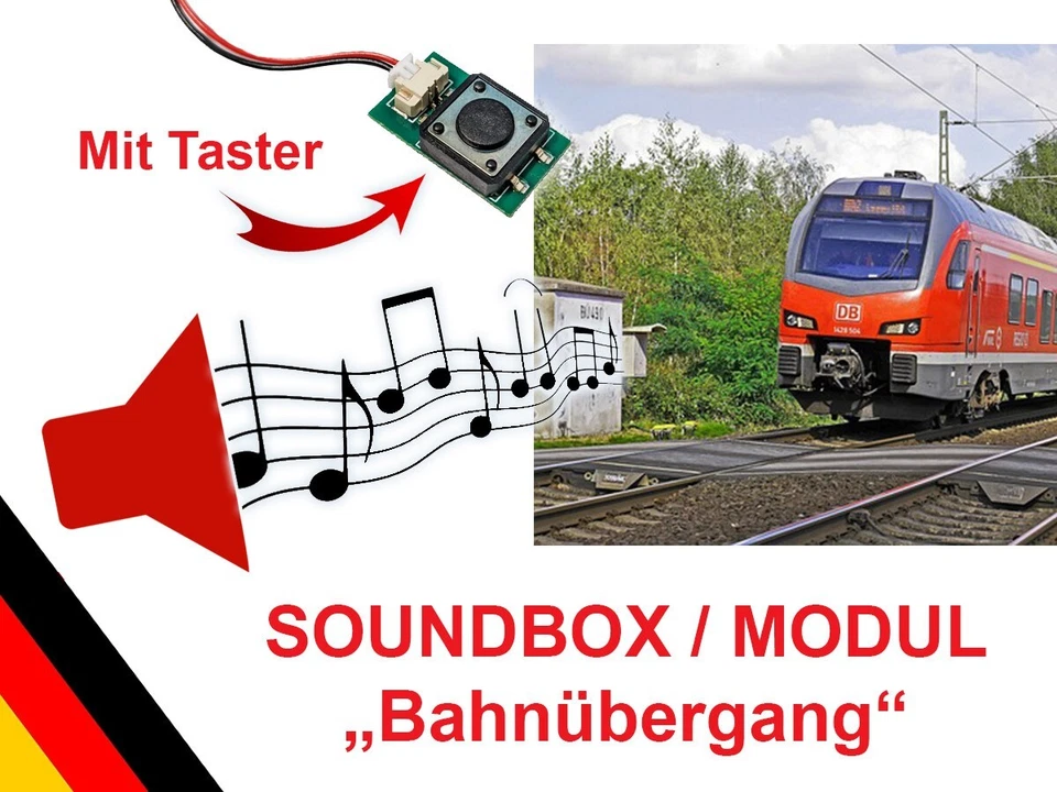 3D-SCALE Soundbox módulo de sonido PASO FERROVIARIO tren modelo tren sonido con altavoz + botón
