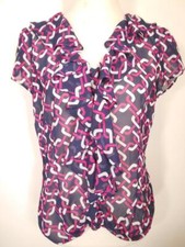 Beautiful Women's Medium Banana Republic Semi-Sheer Ruffles Purple Chain Blouse