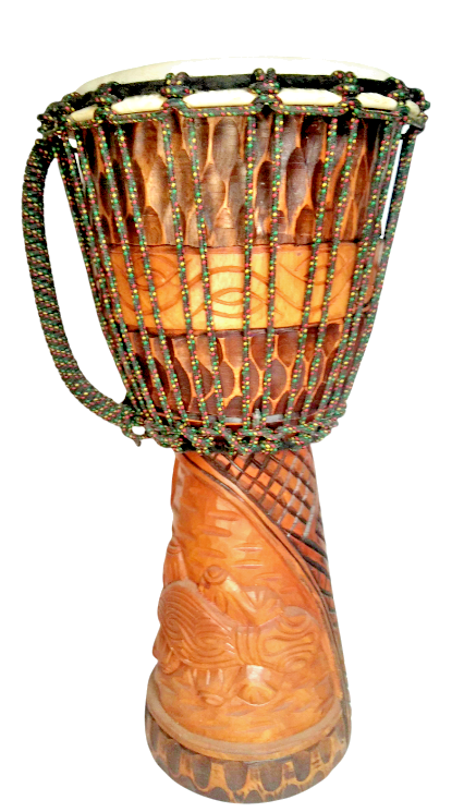 Djembe Drum In Legno 50cm - Tamburo Africano Intagliato A Mano, Pelle Di Capra, Per Principianti - Foto 7