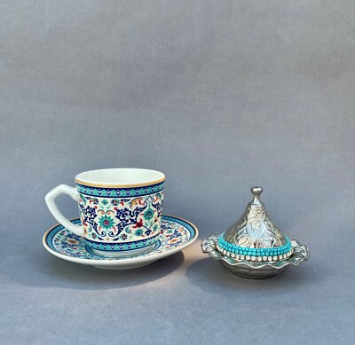 Großer Basar von Istanbul Kaffeeservice - Porzellan Espressotasse mit Strassschale