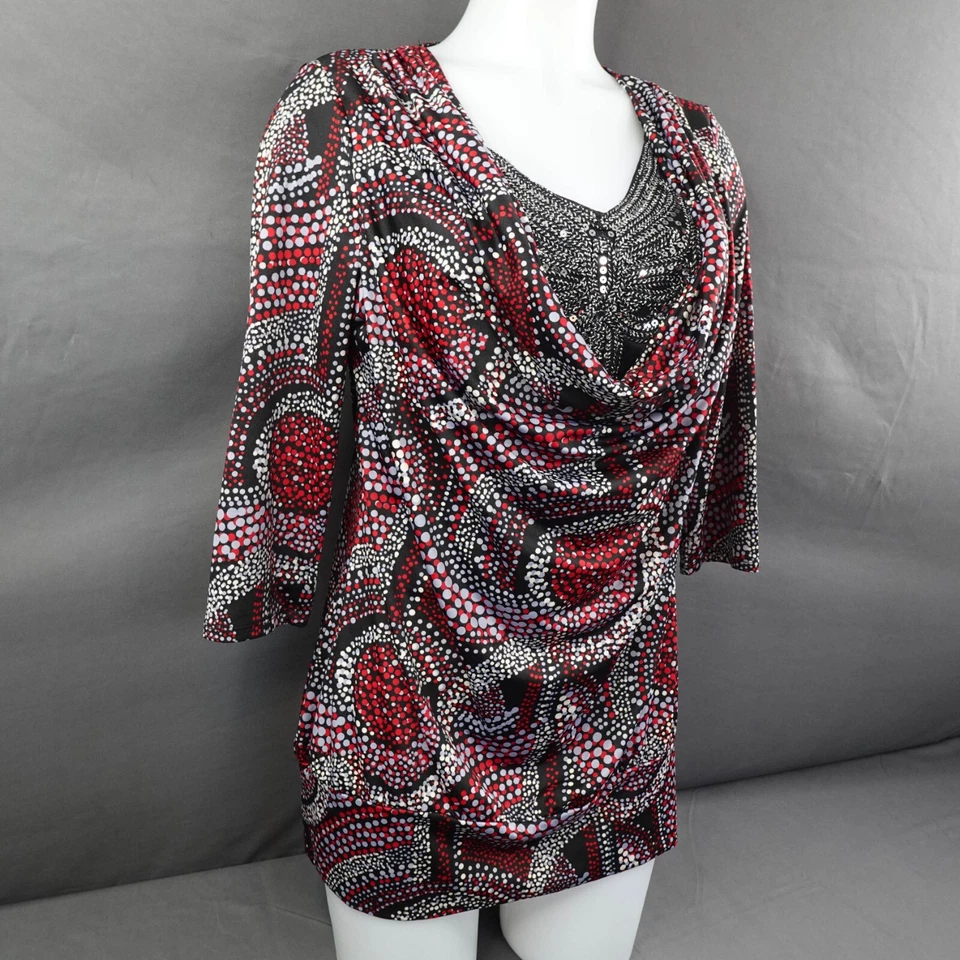 Blusa Feminina Moda Inseto Média Retrô Glam Capuz Escritório Drapeado Brilhante Malha Carreira - Imagem 2 de 4