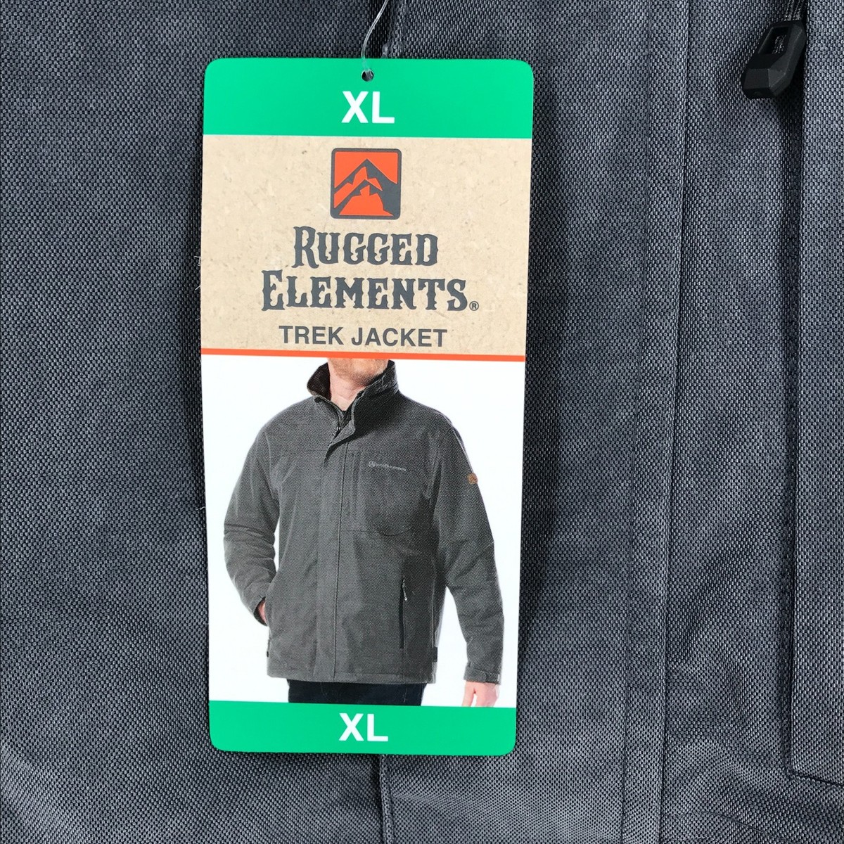 Rugged Elements Mens Jacket XL Gray Full Zip Hooded Wind Water