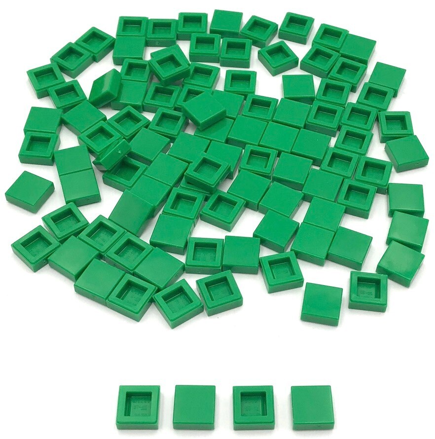 Lego 100 New Green Tiles Flat Smooth x Pieces UK
