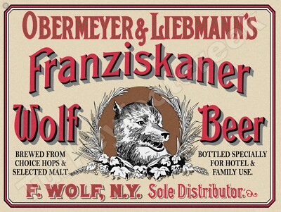 Franziskaner Wolf Beer Label 9'' x 12'' Metal Sign