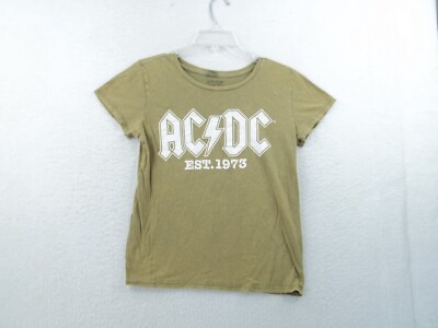 ACDC Womens Brown Green Graphic T Shirt Size Small Band 2017 Faded