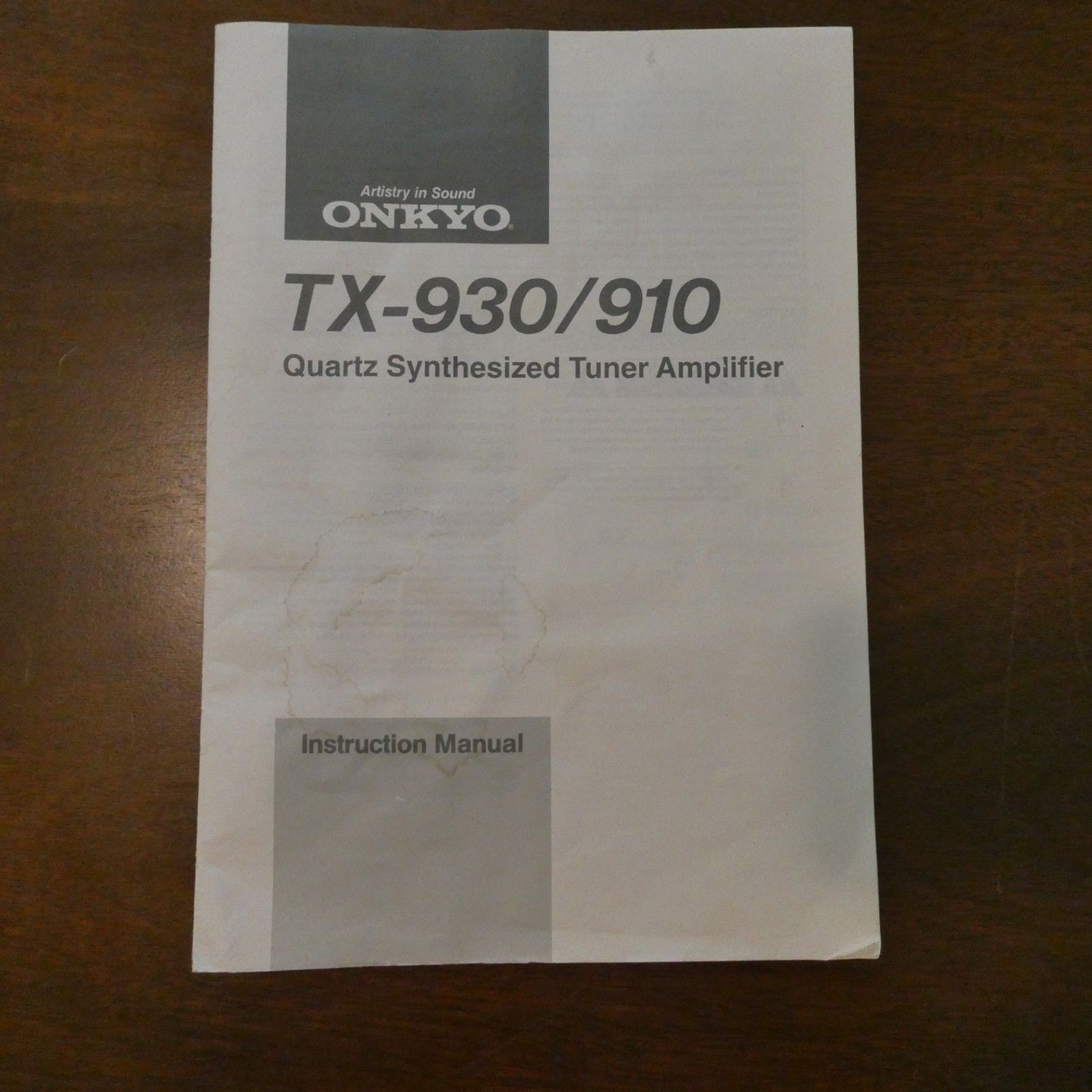 Onkyo TX-930/910 Original Instruction Manual Quartz Tuner Amplifier