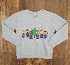 Peanuts Christmas Light Up Sweatshirt Kids 10 Gray Charlie Brown Snoopy