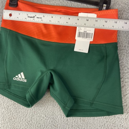 Women's Adidas Volleyball Shorts Green Orange 4" Medium MIAMI Hurricanes NWT - Picture 3 of 9