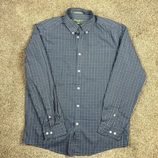 Eddie Bauer Wrinkle Resistant Shirt Mens Medium Blue Check Button Down Casual