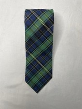 VTG Brooks Brother Cotton Men s Neck Tie Green and Blue Plaid Preppy