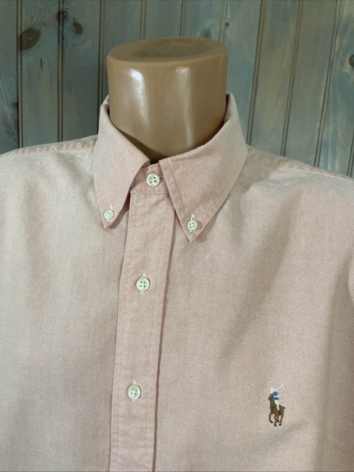 Vintage Vintage Polo Ralph Lauren manica corta bottoni arancione camicia pony XL BLAKE