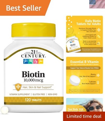 Biotin Tablets 10,000 mcg - 120 Count for Ultimate Hair, Skin & Nail Support